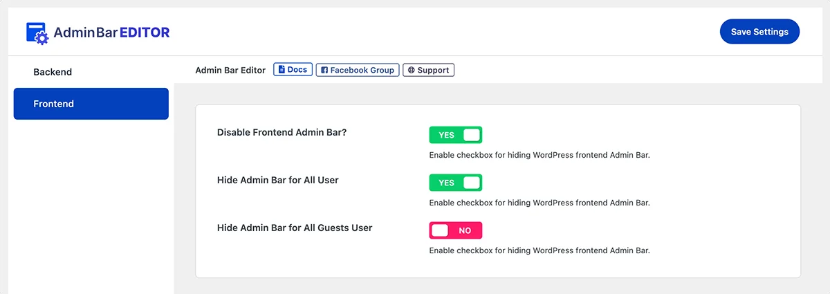 Disable Frontend Admin Bar